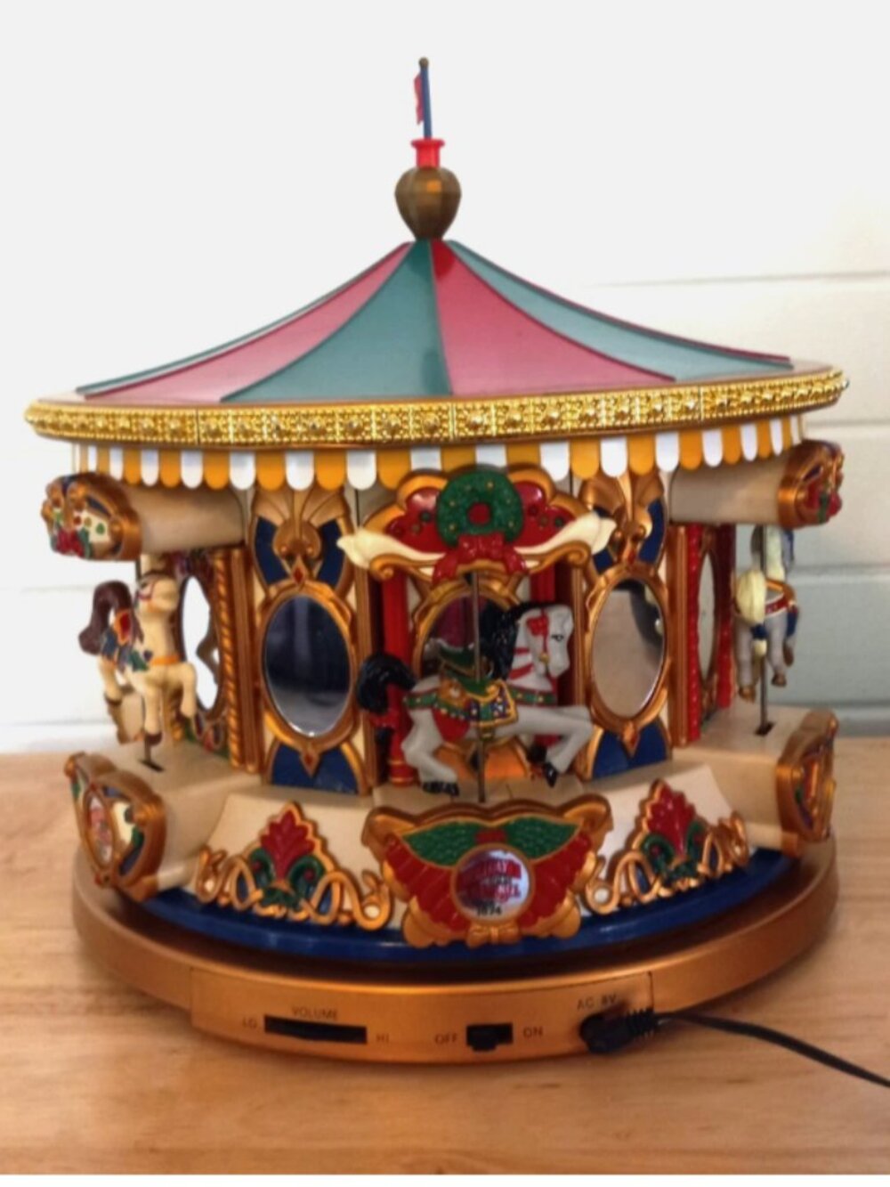 Mr Christmas 1994 Carousel Animated Lights Music Holiday Merry Go Round IOB Work